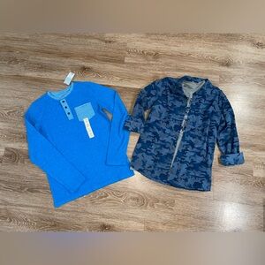 Blue and Camouflage Kids Long Sleeve Shirts